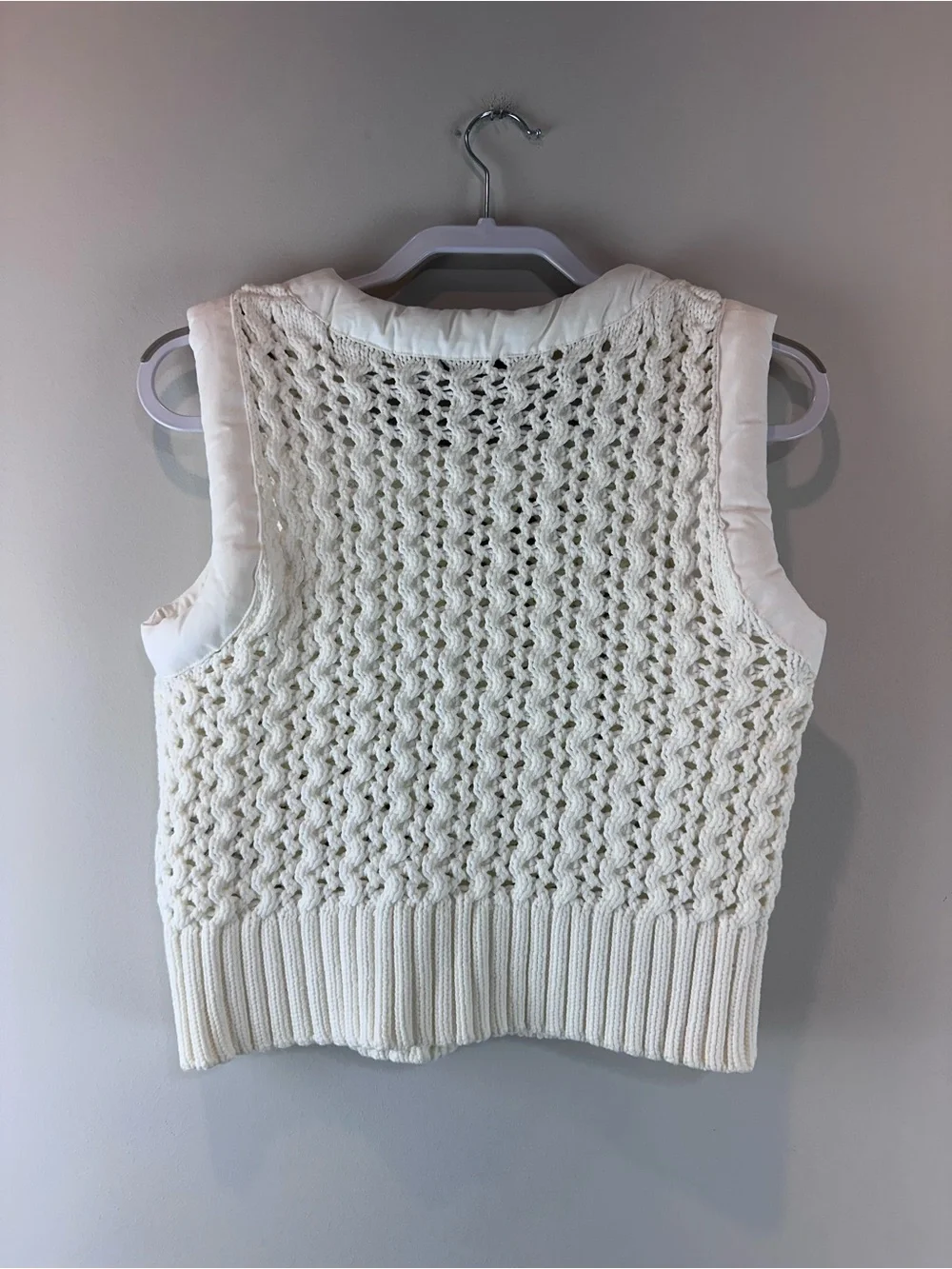 NEW IRO Paris White Preppy Charlee Open Knit Sweater Sleeveless Vest Size Small